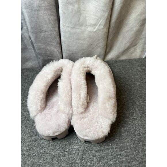 UGG Coquette Suede Signature Logo Detail Cold Weather Slippers, Pink Sz 12 - Picture 4 of 8